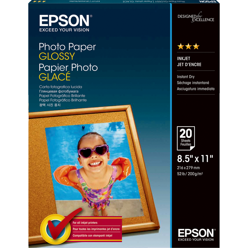 Epson® Glossy Photo Paper 89B Letter 20/pkg