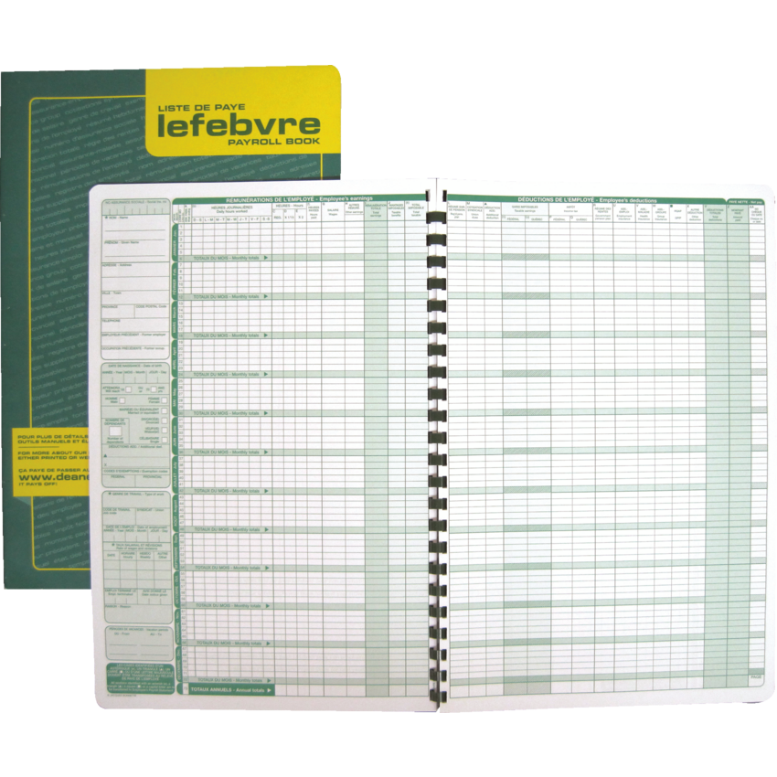 Dean Payroll Book 24 Employees Bilingual