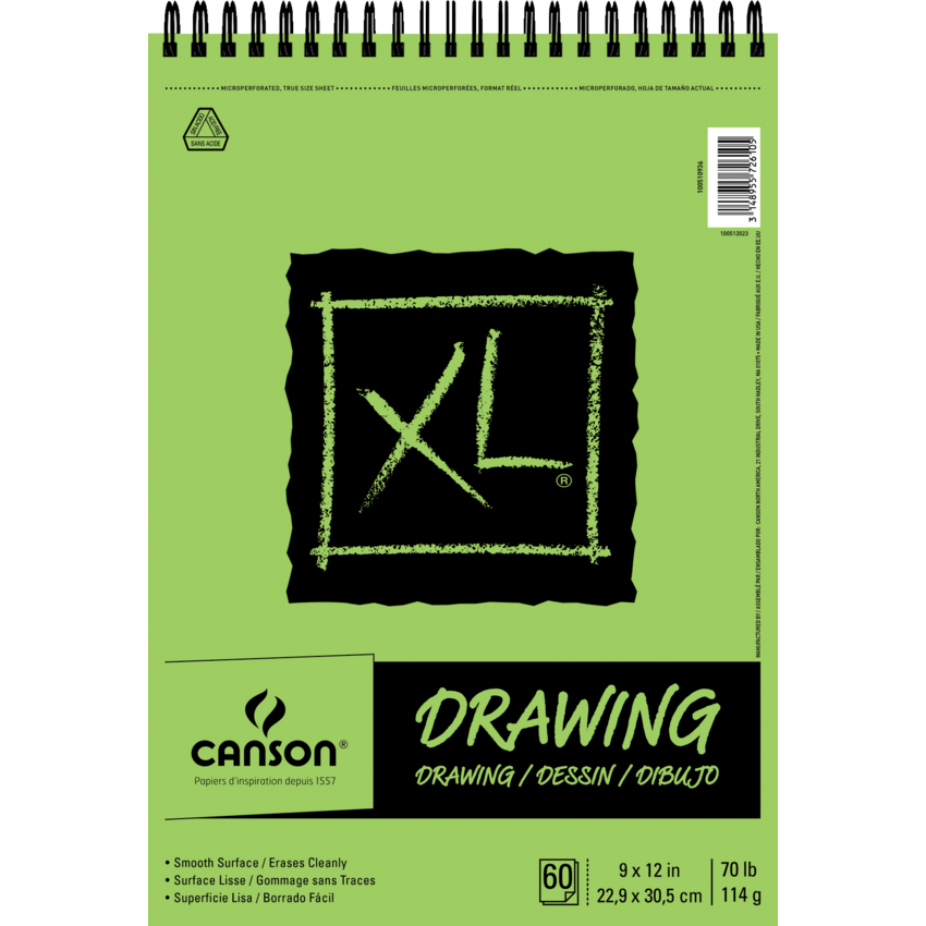 Canson® XL® Drawing Pad Top Bound 9" x 12" 60 sheets/pad