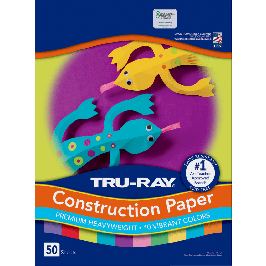 Tru-Ray® Construction Paper Assorted Vibrant Colours 50 sheets/pkg