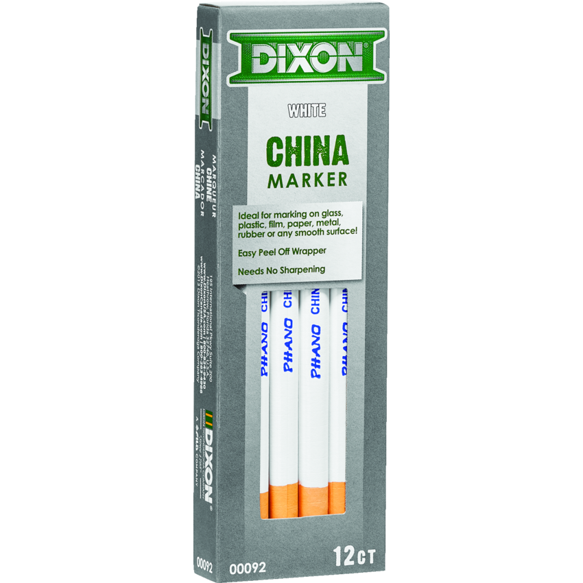 Dixon® Phano® Dry China Markers White 12/box