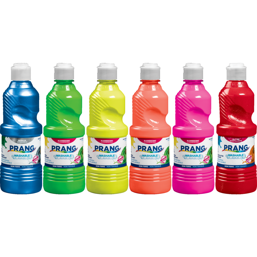 Prang® Washable Ready-To-Use Tempera Paint 473 mL Assorted Fluorescent Colours 6/box