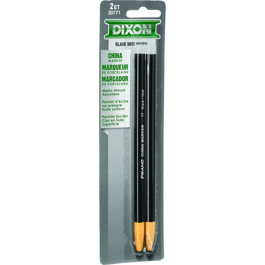 Dixon® Phano® Dry China Markers Black 2/pkg