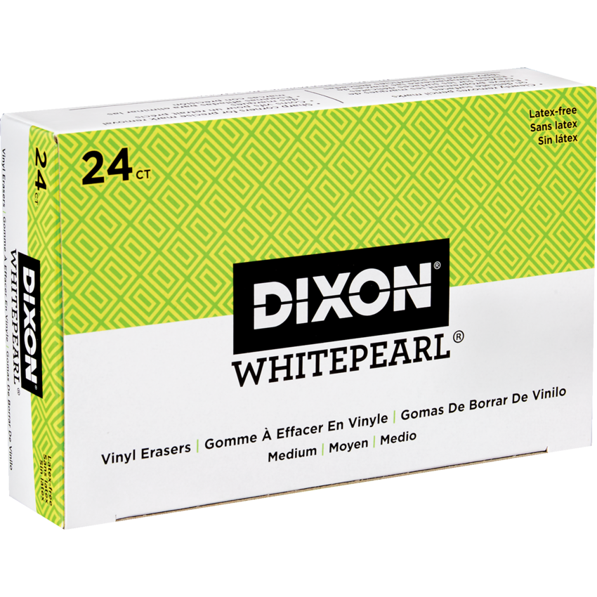Dixon® White Pearl® Vinyl Erasers Medium 24/box