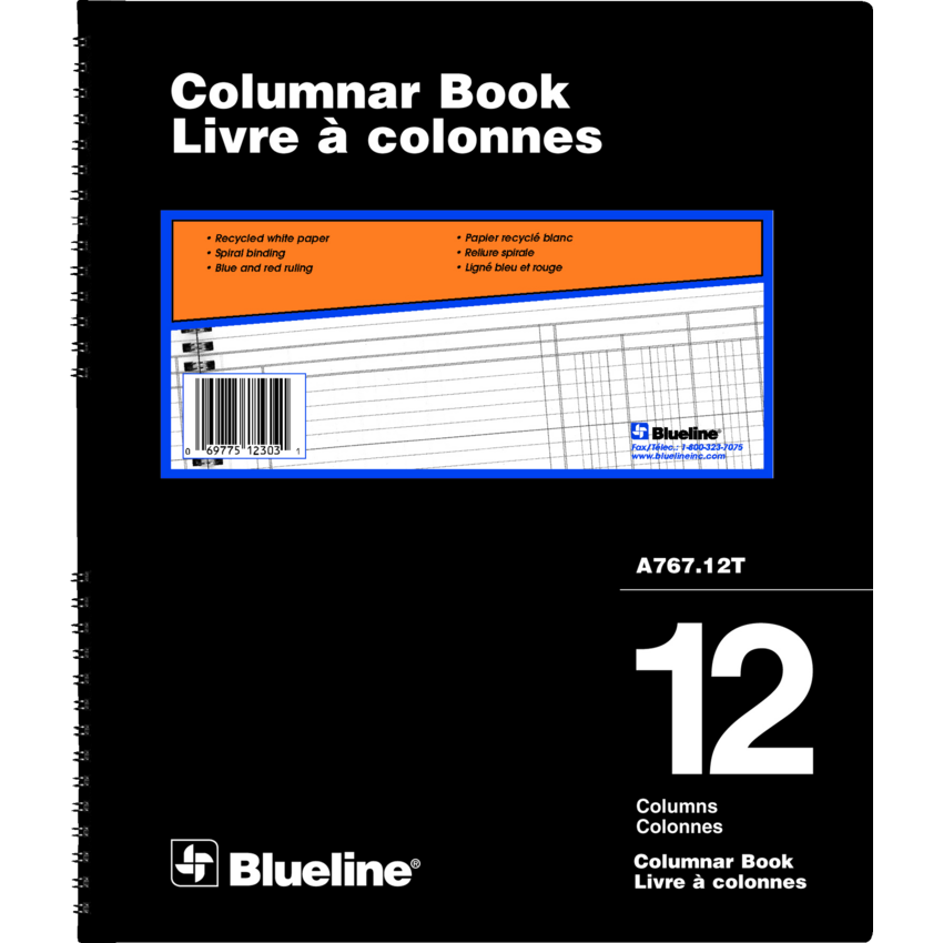 Blueline® A767 Columnar Book 12" x 10" 12-column