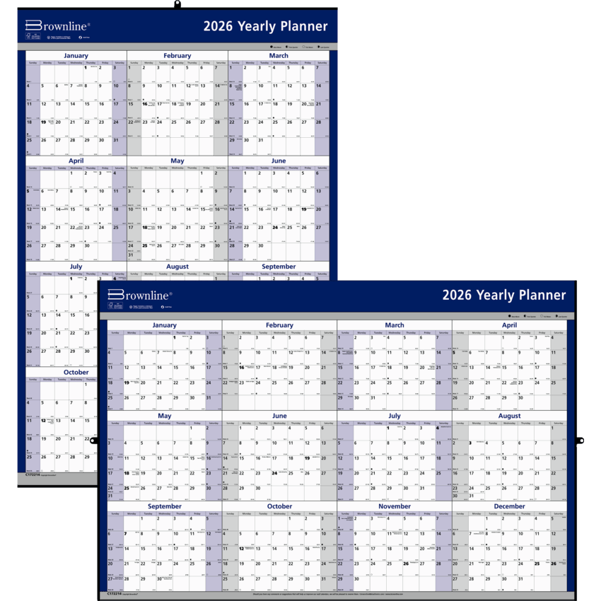 Brownline® Yearly Wall Calendar 24" x 36" English