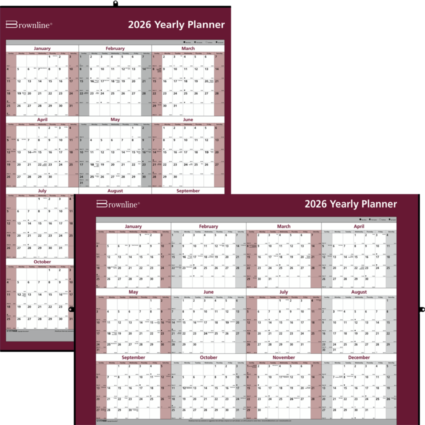Brownline® Laminated Wall Calendar 32x48" English