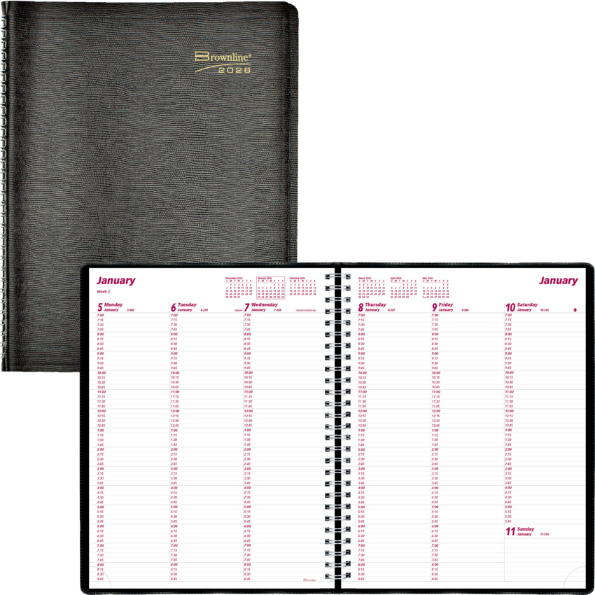 Brownline® Essential Weekly Diary 11" x 8-1/2" 2023 English Black