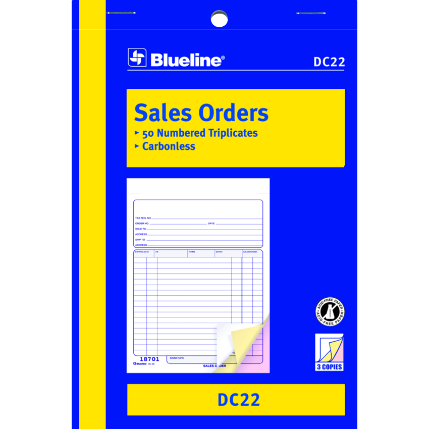 Blueline® Carbonless Sales Orders 3-part 5-3/8x8" English