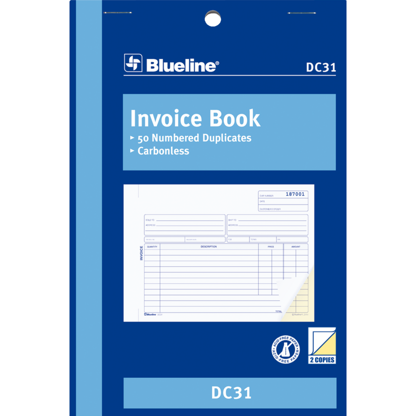 Blueline® Carbonless Invoice Book 2-part 5-3/8x8" English