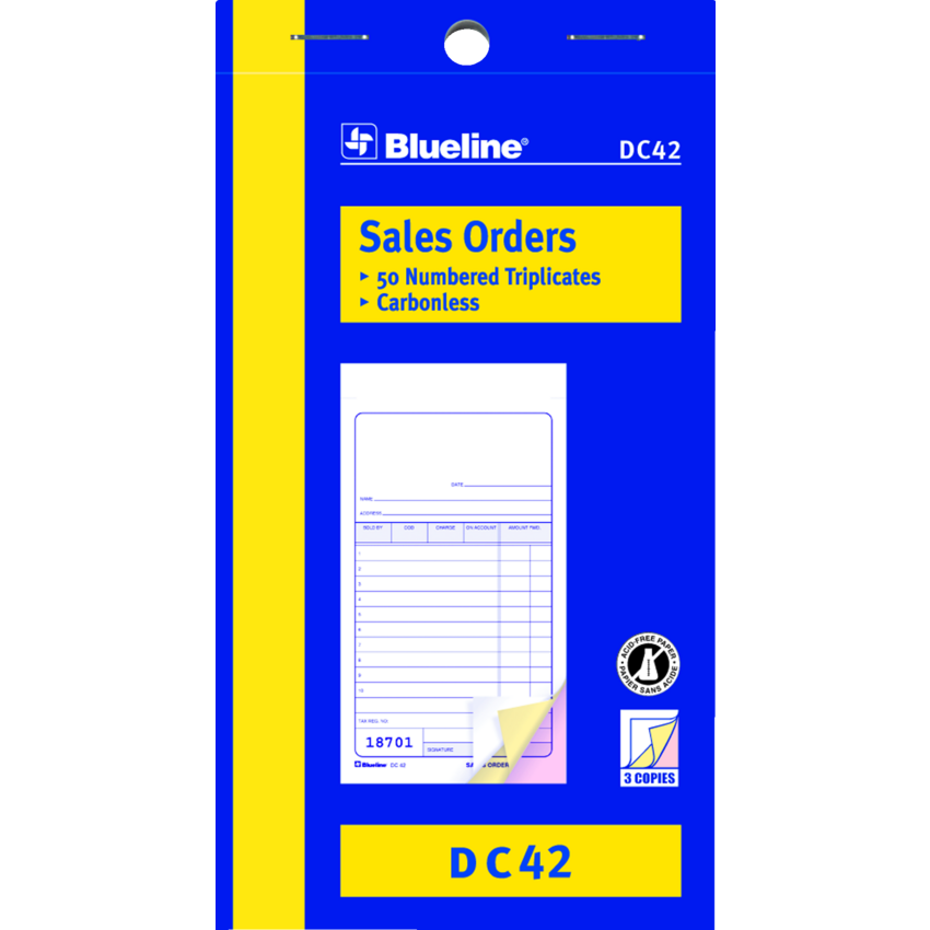 Blueline® Carbonless Sales Book 3-part 3-1/2x6-1/2" English