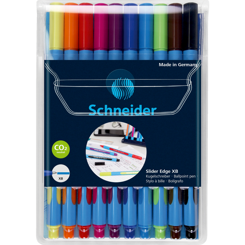 Schneider Slider Edge Ball Point Pens Assorted Colours 10/pkg