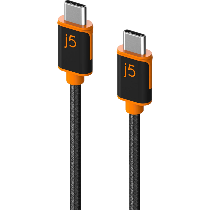j5create® USB-C® to USB-C® Sync and Charge Cable 5.9' Black/Orange