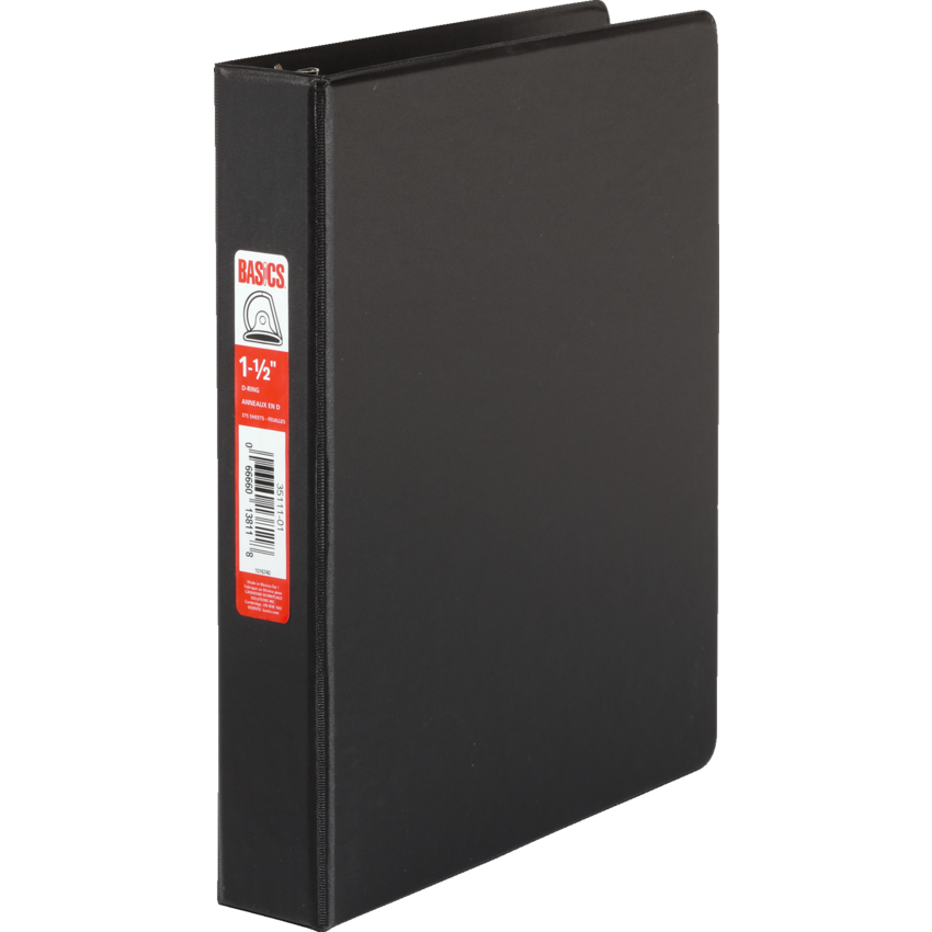 Basics® D-Ring Binder 1-1/2" Black