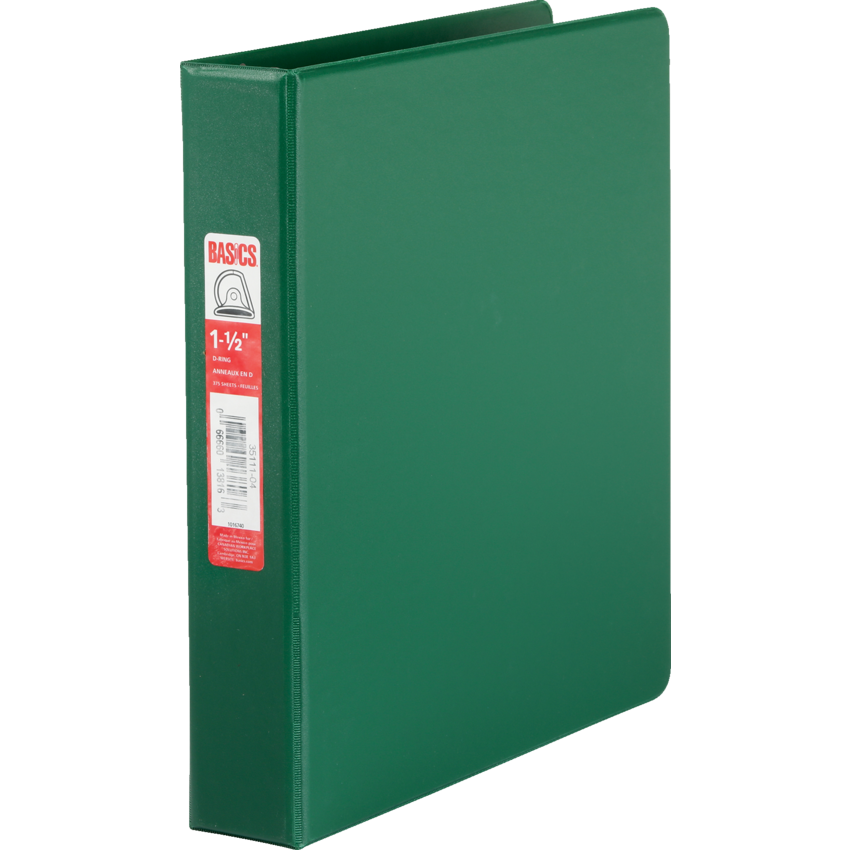 Basics® D-Ring Binder 1-1/2" Green