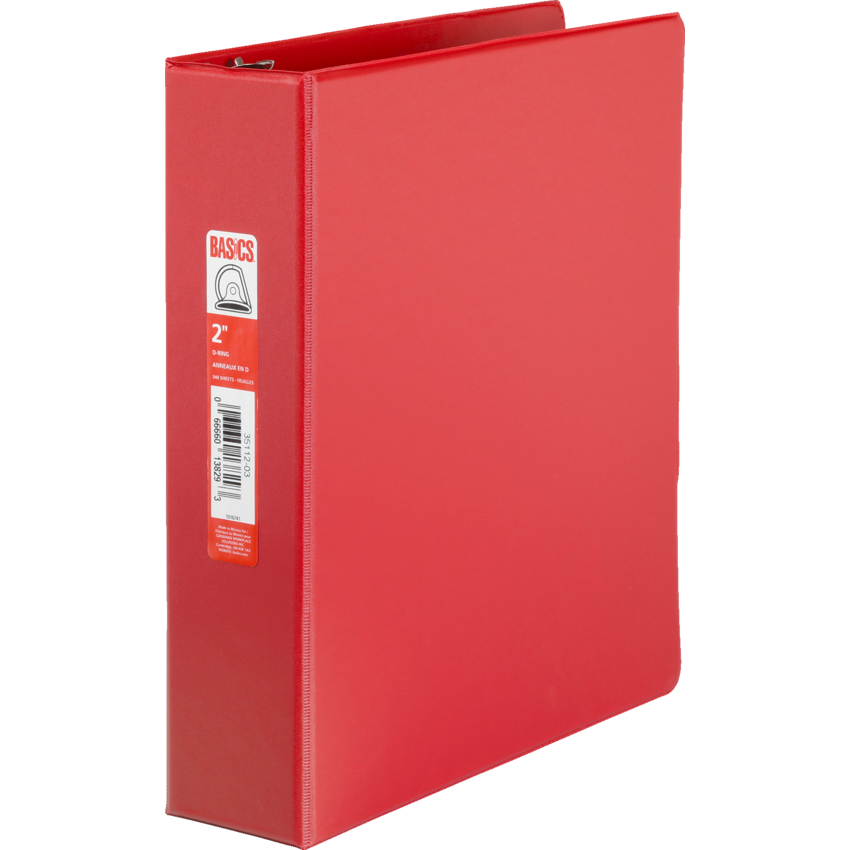 Basics® D-Ring Binder 2" Red