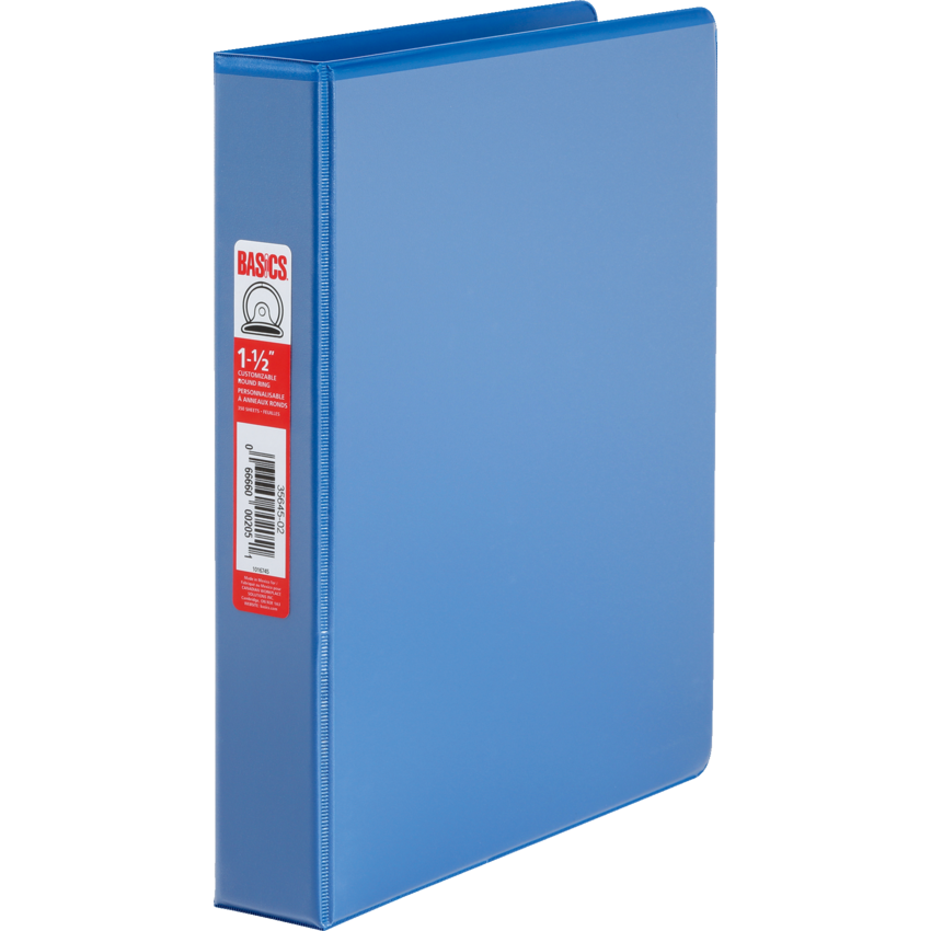 Basics® Customizable Round Ring Binder 1-1/2" Blue