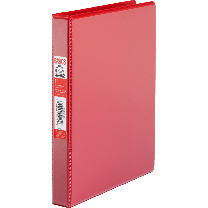 Basics® Customizable D-Ring Binder 1" Red