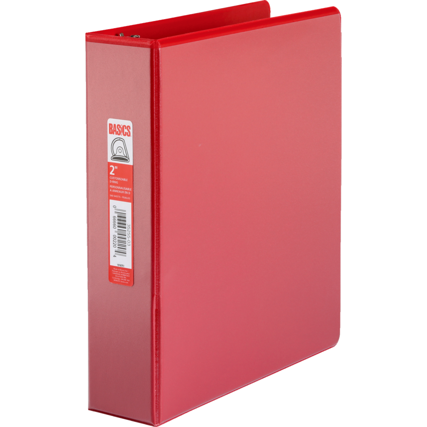 Basics® Customizable D-Ring Binder 2" Red