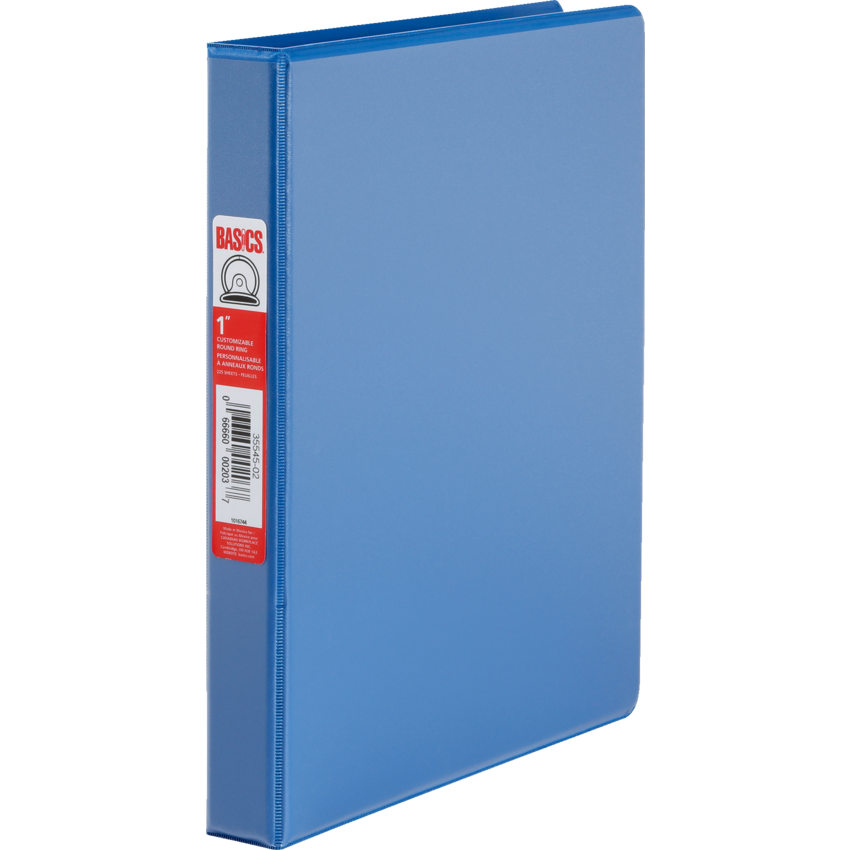 Basics® Customizable Round Ring Binder 1" Blue