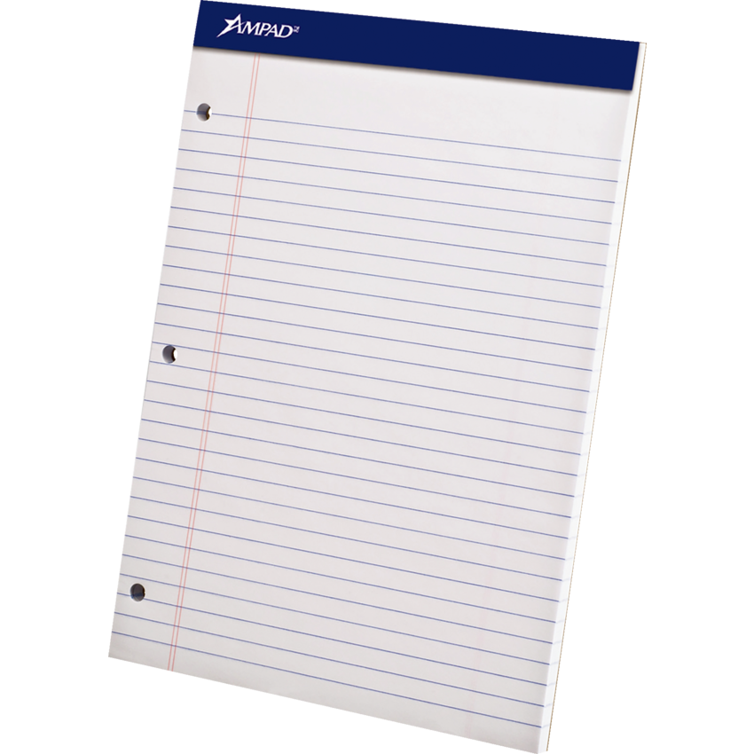 Ampad™ Perforated Pad Three-hole Punched 8-1/2" x 11-3/4" 50shts