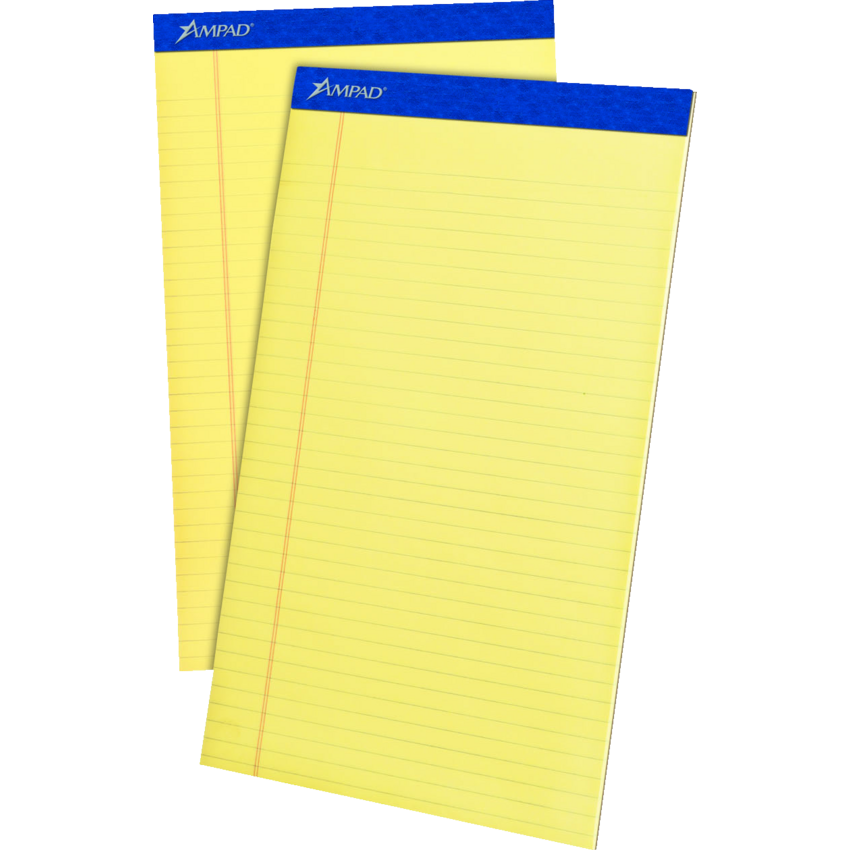 Ampad™ Perforated Pad Ruled 8-1/2" x 14" 50 shts Canary 12 pads/pkg
