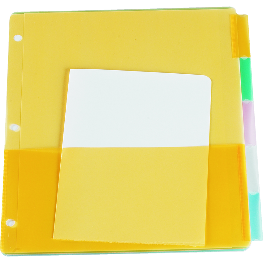 Oxford® Poly Insertable Tab Dividers w/Pockets 5-Tabs Assorted Colours