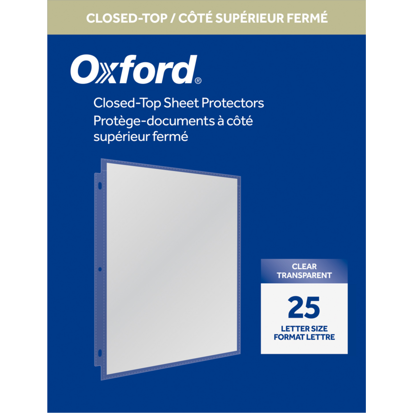 Oxford® Closed-Top Page Protectors Letter 25/pkg