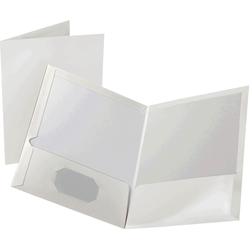 Oxford® Showfolio™ Laminated Twin Pocket Portfolio White 25/box