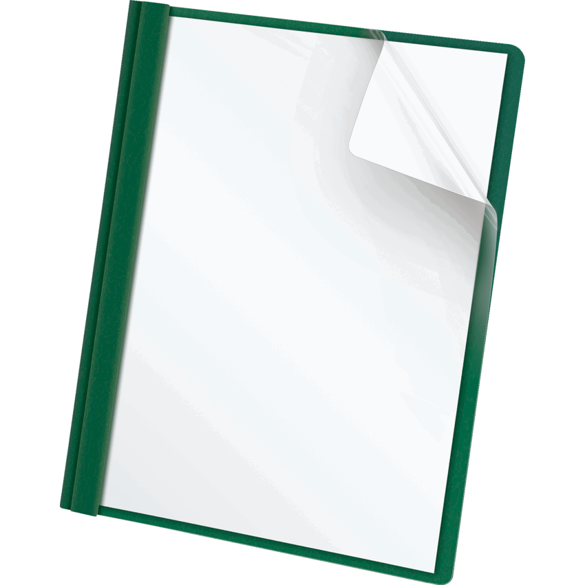 Oxford® Clear Front Tang Presentation Covers Hunter Green