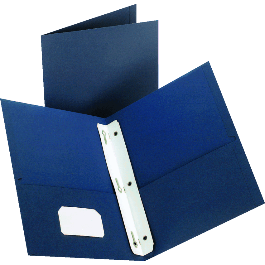 Oxford® Twin Pocket Portfolio w/Tangs Letter Dark Blue