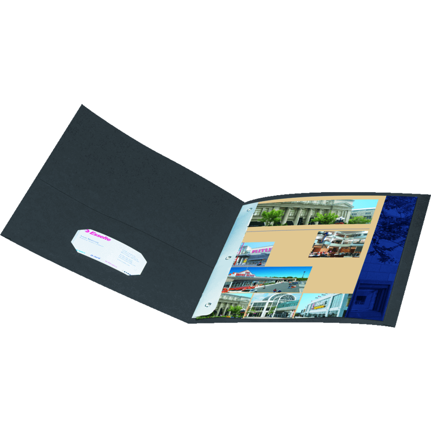 Oxford® Twin Pocket Portfolio w/Tangs Letter Black