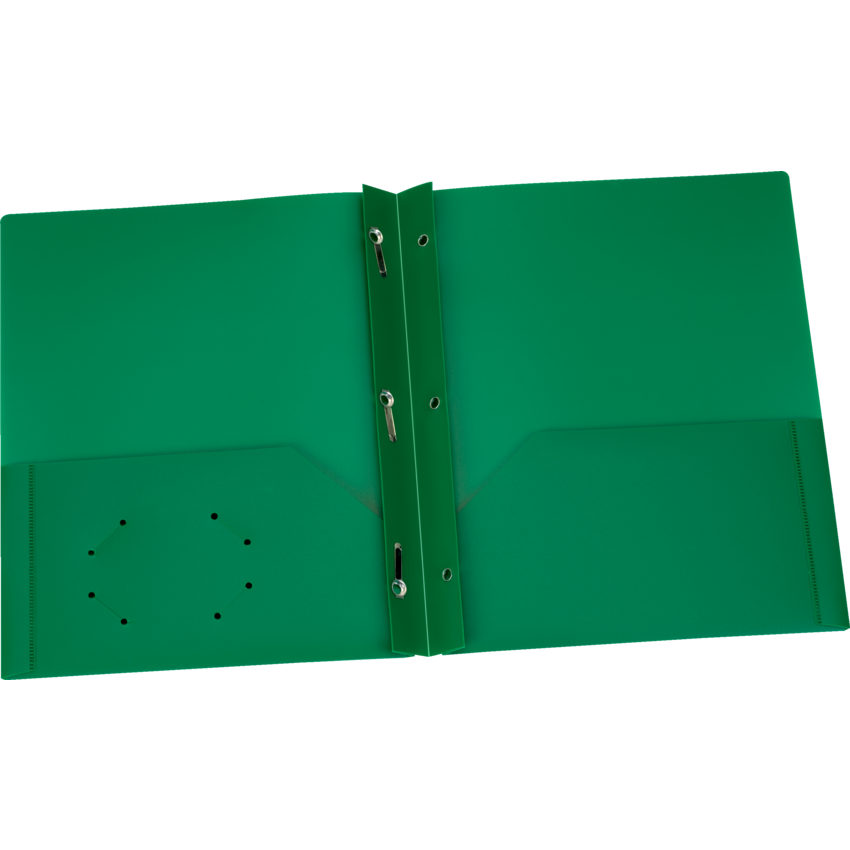 Oxford® Two Pocket Poly Portfolio with Tangs Green