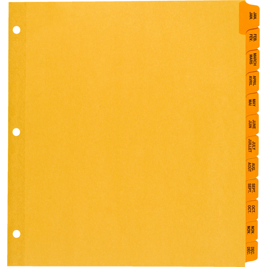 Oxford® Printed Tab Index Dividers Jan-Dec 11" x 8-1/2" Buff