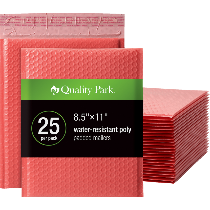 Quality Park® Bubble Mailers Coral 8-1/2" x 11" 25/box