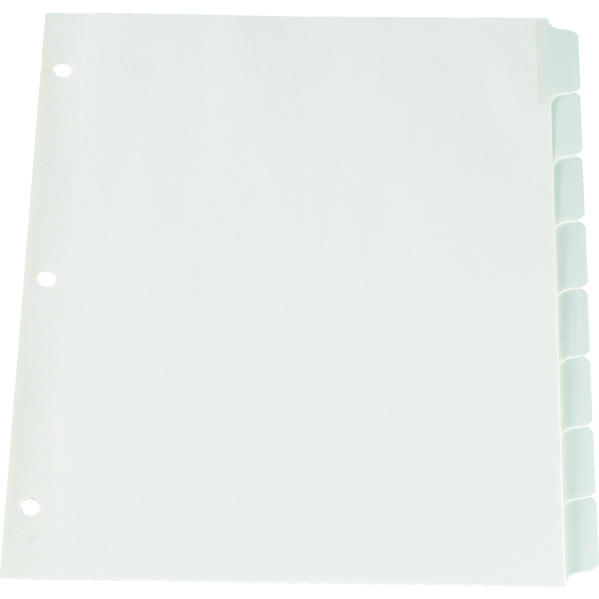 Oxford® Erasable Tab Index Dividers White 8-Tab
