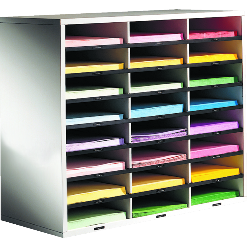 Fellowes® Literature Organizer 24 Compartments Dove Grey