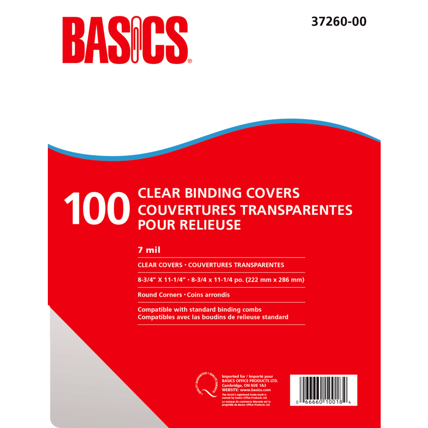 Basics® Clear Binding Covers 7 mil 11-1/4" x 8-3/4" 100/pkg