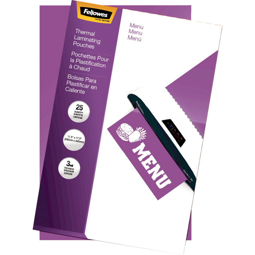 Fellowes® Laminating Pouches Menu Size 25/pkg