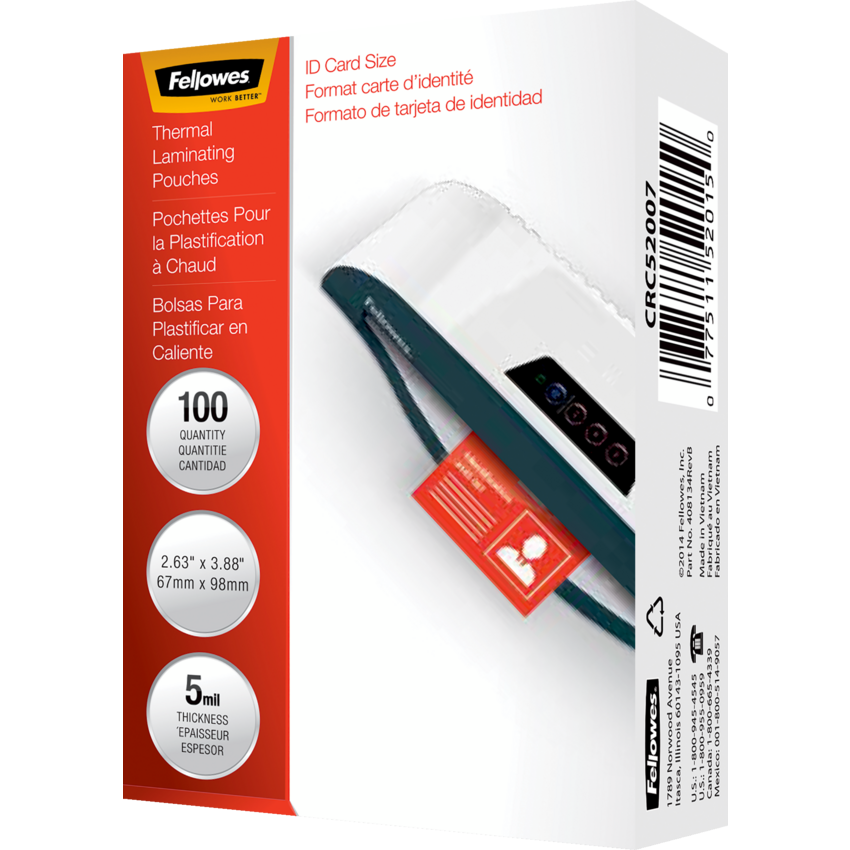 Fellowes® Laminating Pouches Government/Id Tag 100/pkg