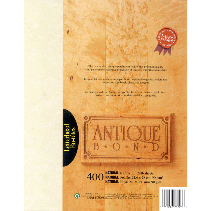 St. James® Antique Bond™ Paper Letter Natural 400/pkg