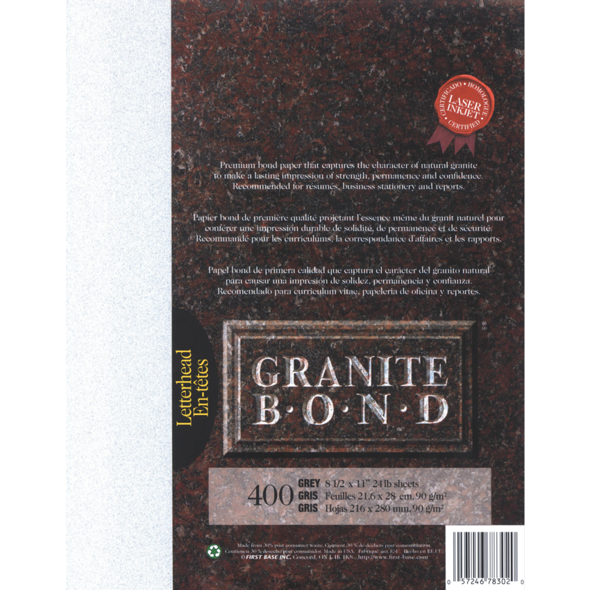 St. James® Granite Bond™ Paper Letter Grey 400/pkg