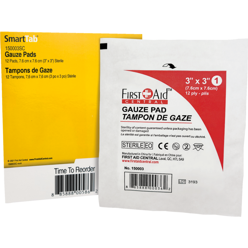 First Aid Central® SmartCompliance® Supplies Sterile Gauze Pads 3" x 3" 12/pkg