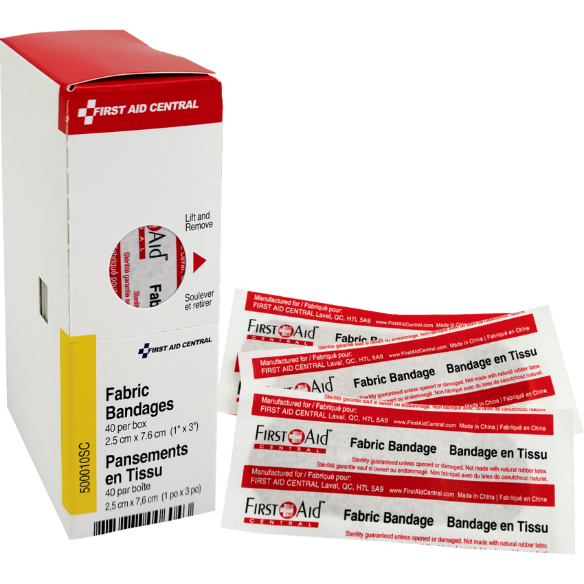 First Aid Central® SmartCompliance® Supplies Fabric Bandages 1" x 3" 40/box