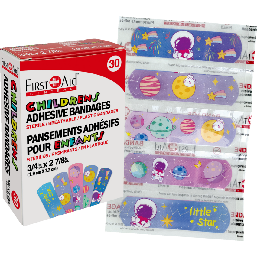 First Aid Central® Children's Adhesive Bandages 3/4" x 2-7/8" 30/box