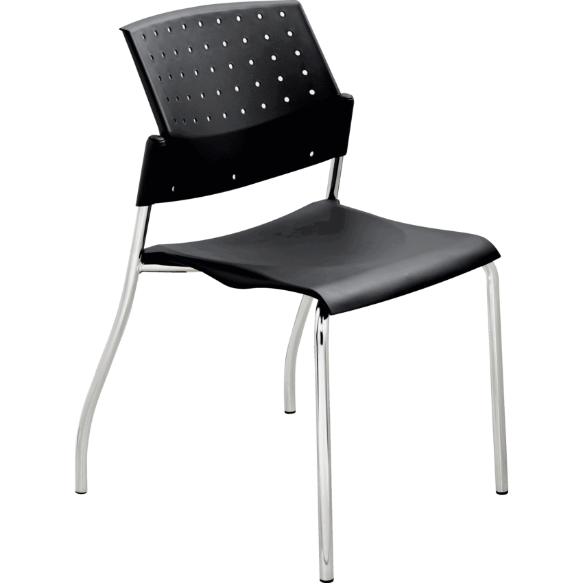 Global® Sonic™ Stacking Chair Wall Saver Armless Black