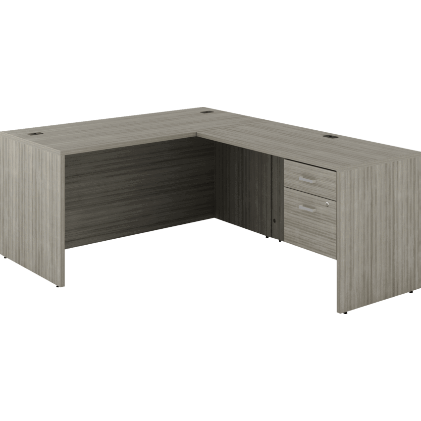 Offices to Go® Newland™ L-Shaped Desk with Hanging Pedestal 60"W x 78"D x 29-3/5"H Noce Grigio