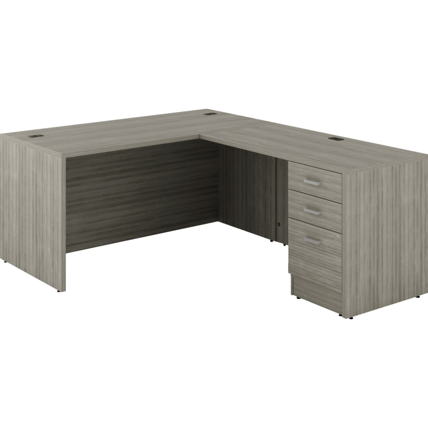 Offices to Go® Newland™ L-Shaped Desk with Pedestal 60"W x 78"D x 29-3/5"H Noce Grigio finish