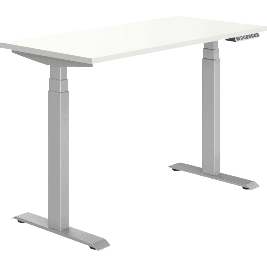 Offices to Go® Newland™ Electric Height Adjustable Table 3-stage 46"W x 23"D x 22-3/5"-48-1/5"H Designer White finish\Tungsten base
