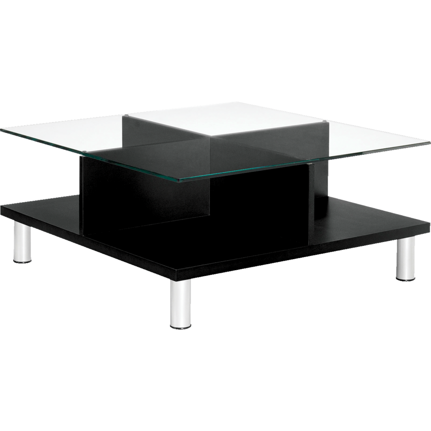 Global® Citi™ Square Coffee Table Clear Glass Top Black Finish Tungsten Legs